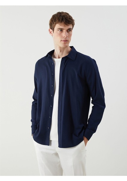Yeni Sezon Slim Fit Uzun Kollu Gabardin Erkek Gömlek