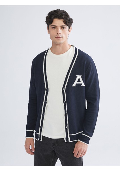 Yeni Sezon Standart Kalıp V Yaka Erkek Triko Hırka