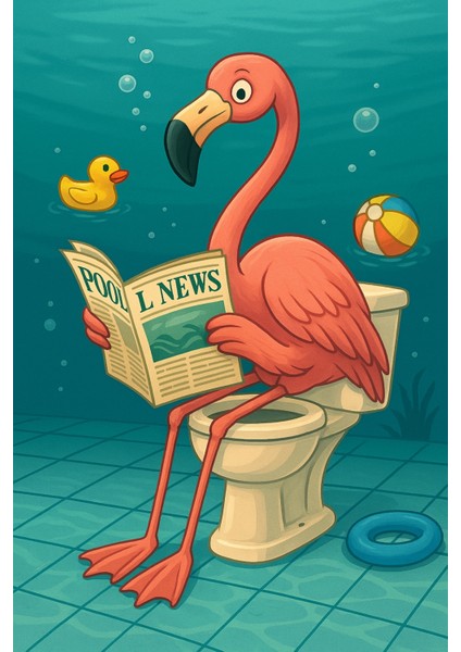 |banyo ve Tuvalet Paspası Gazete Okuyan Flamingoı Motifi Modern Tasarım|paspas fiyatları