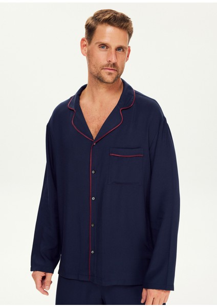 Indigo Lacivert Ekstra Yumuşak Viskon Biyeli Erkek Pijama Takımı fırsatları