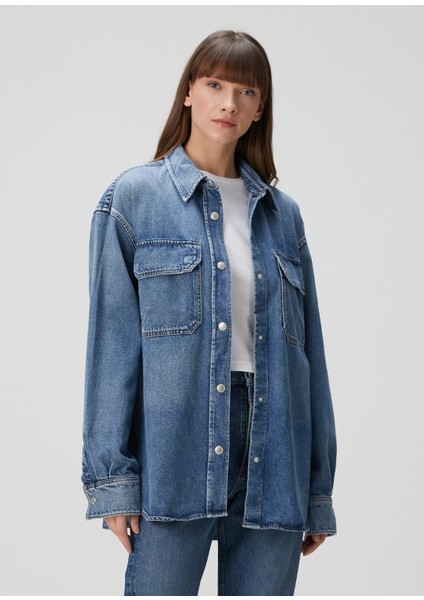 Camryn Mavi Organik Pamuk Denim Gömlek
