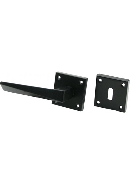 4 Takım Pratik Prizma Oda Siyah Rozetli Kapı Kolu (4887)