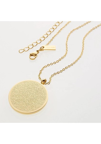 Hat Ayetel Kürsi Küçük Kolye – Çelik Altın Kaplama, Manevi Koruyucu Takı fiyatları