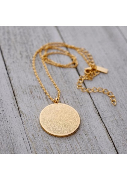 Hat Ayetel Kürsi Küçük Kolye – Çelik Altın Kaplama, Manevi Koruyucu Takı indirimleri