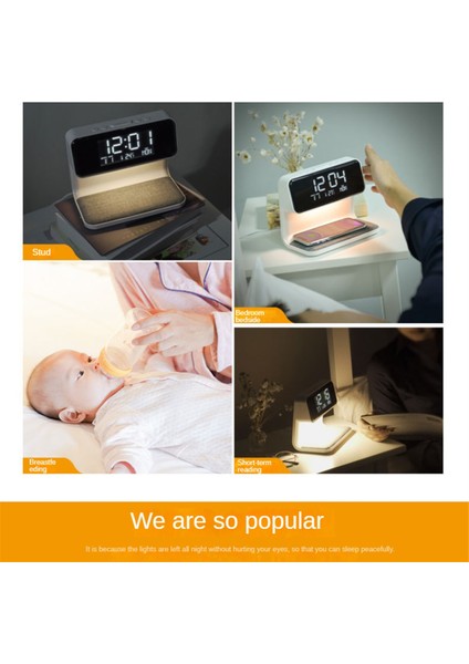Kablosuz Şarj ve Işıklar ile Çalar Saat, Yatak Odası, Başucu Ofisi Için Dimmable Digtial Çalar Saat Şarj Istasyonu (Yurt Dışından) fırsatları