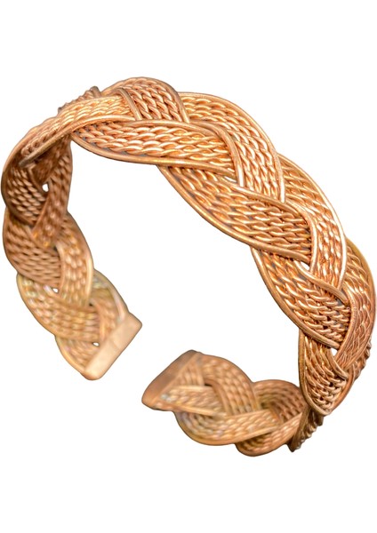 El Yapımı Örgülü Model Saf Bakır Bileklik