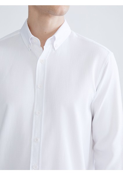 Yeni Sezon Regular Fit Uzun Kollu Armürlü Erkek Gömlek modelleri