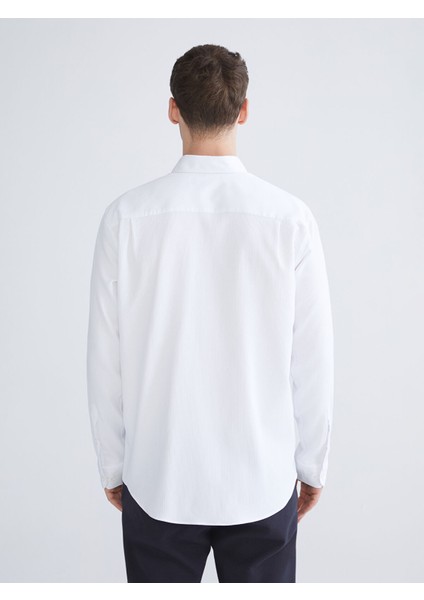 Yeni Sezon Regular Fit Uzun Kollu Armürlü Erkek Gömlek fırsatları