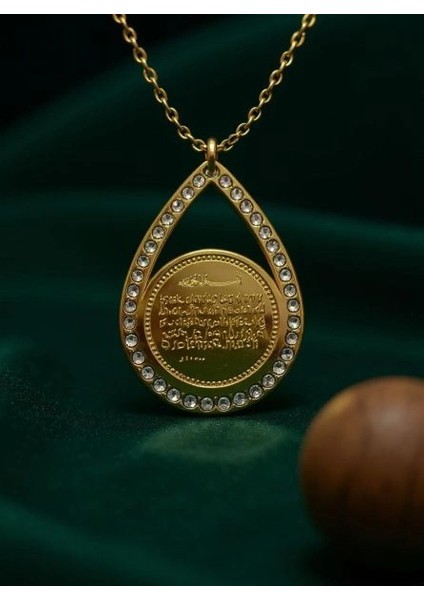 Armut Kolye - Ayetel Kürsi – Çelik Altın Kaplama, Manevi Koruyucu Takı