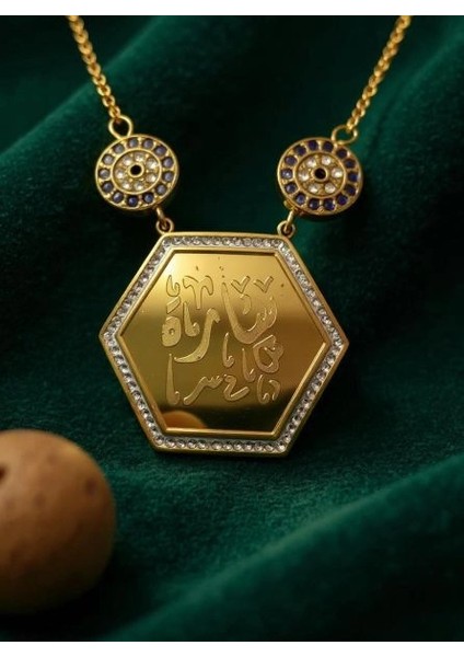 Altıgen Maşallah Kolye – Çelik Altın Kaplama, Manevi Koruyucu Takı