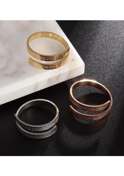 Yüzük - Ayetel Kürsi - Çelik Altın Kaplama, Manevi Koruyucu Takı modelleri