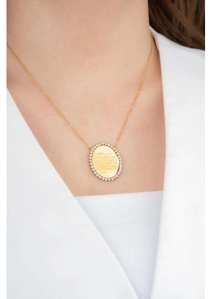 Oval Kolye - Ayetel Kürsi – Çelik Altın Kaplama, Manevi Koruyucu Takı fiyatları