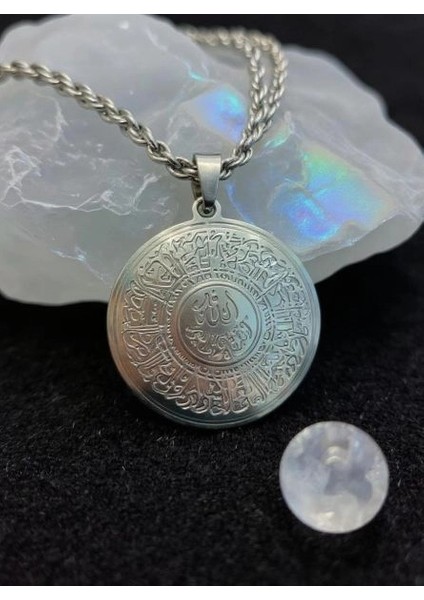 Ayetel Kürsi Allah Yazılı Kolye – Çelik Altın Kaplama, Manevi Koruyucu Takı indirimleri