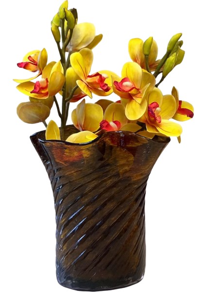 Flamenco Kahverengi Cam Vazo