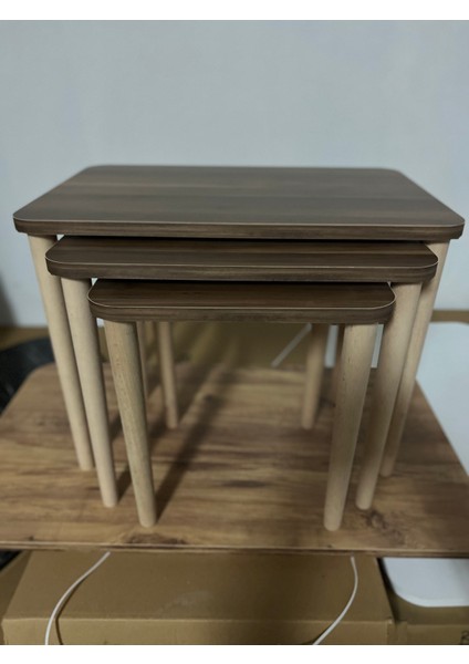 Zıon Serisi – Mdf 3’lü Zigon Sehpa Seti | Masif Kayın Ayak + 18 mm Mdf Tabla fırsatları