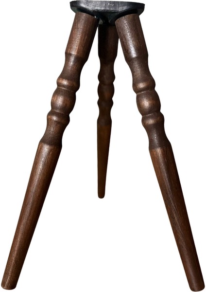 47 cm Koyu Meşe Torna Ahşap Sehpa Ayağı 3’lü Set | Masif Gürgen Ayak + Bağlantı Aparatları