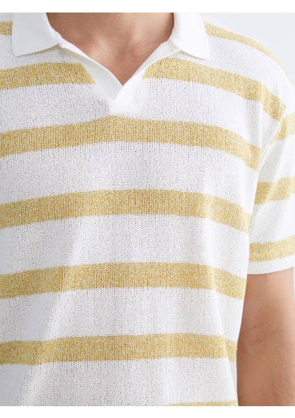 Yeni Sezon Polo Yaka Çizgili Penye Erkek Tişört modelleri