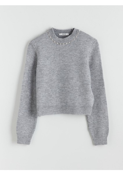 Yeni Sezon Bisiklet Yaka Taşlı Kadın Triko Kazak indirimleri