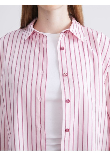 Yeni Sezon Çizgili Oversize Poplin Kadın Gömlek modelleri