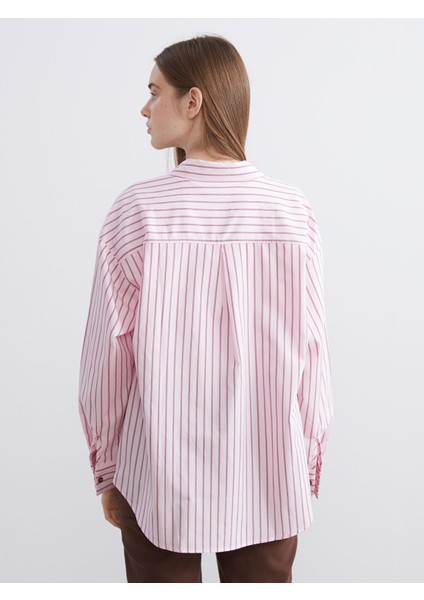 Yeni Sezon Çizgili Oversize Poplin Kadın Gömlek fırsatları