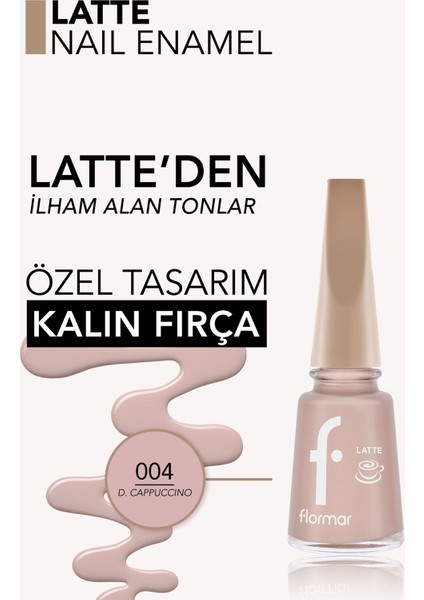 Latte Nail Enamel Yüksek Pigmentli & Parlak Bitişli Oje (004 D. Cappucino) 8682536104579 fiyatları