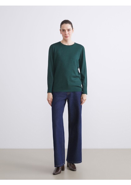 Yeni Sezon Bisiklet Yaka Taşlı Kadın Triko Kazak fiyatları