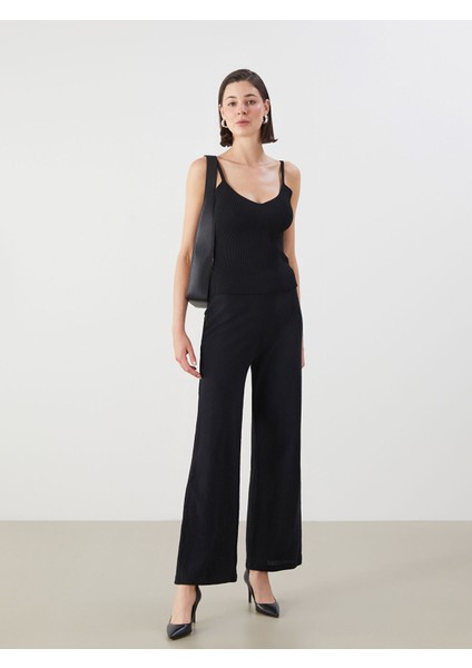 Yeni Sezon Beli Lastikli Dokulu Kadın Pantolon