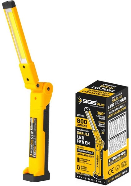 5056 Şarjlı LED Fener 800 Lümen Katlanır 3.7 Volt/ 2000 Mah