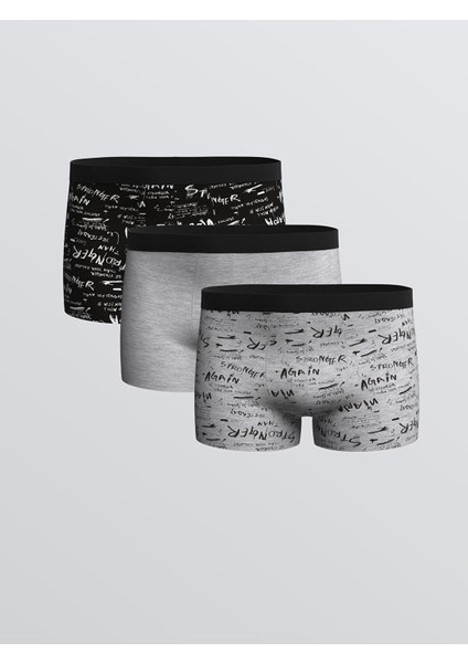 Yeni Sezon Standart Kalıp Pamuklu Esnek Erkek Boxer 3'lü