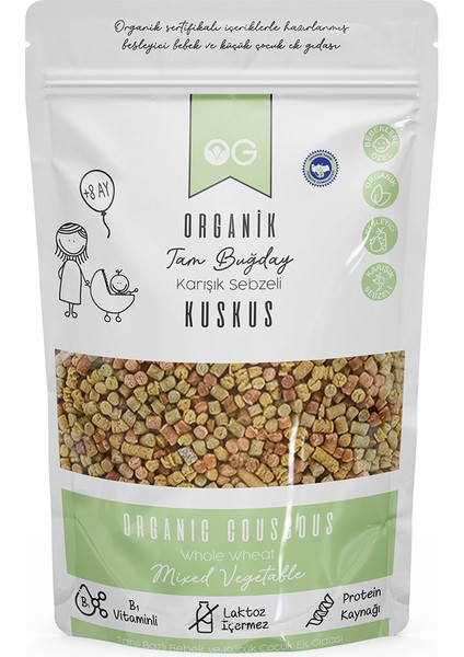 Organik Karışık Sebzeli Tam Buğday Bebek Kuskus 250 Gr +8 Ay