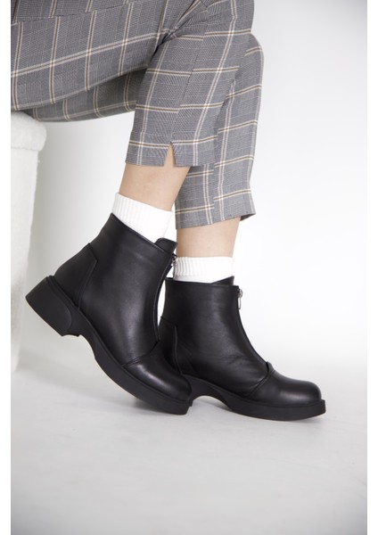 217551115-1 Zenne Kadın Bot Siyah Napa Deri indirimleri