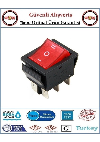 Geniş Işıklı 1-0-2 Anahtar - Kırmızı