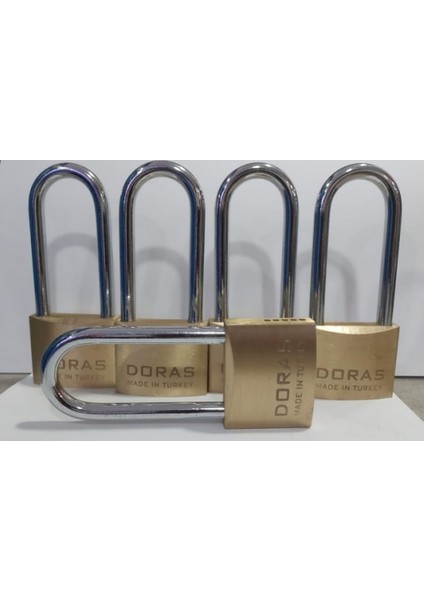 Doras Ersa 5'li Set Uzun Kanca Pas Pirinç Asma Kilit 50 mm