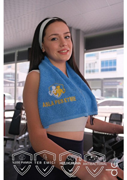 Nakışlı Sporcu Havlusu Pamuklu, Anti Bakteriyel, Ter Emici Fitness Plates Boks Tenis Spor Havlusu