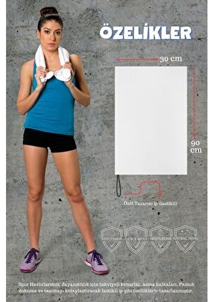 Nakışlı Sporcu Havlusu Pamuklu, Anti Bakteriyel, Ter Emici Fitness Plates Boks Tenis Spor Havlusu
