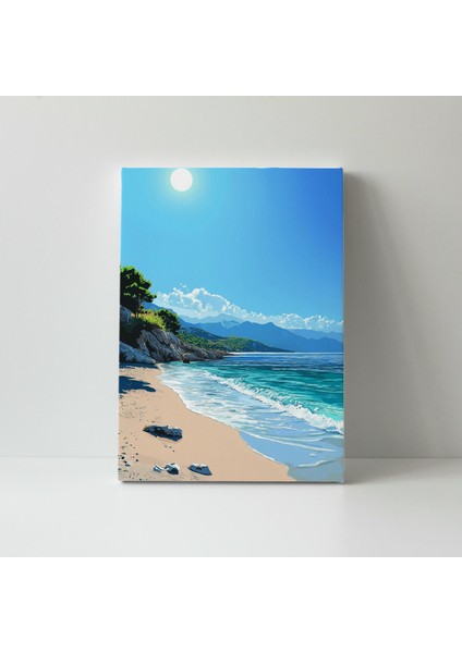 Sahilde Güneşli Gün - Ahşap Mdf Tablo
