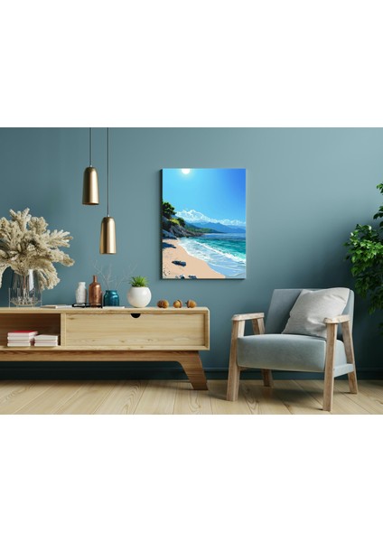 Sahilde Güneşli Gün - Ahşap Mdf Tablo modelleri