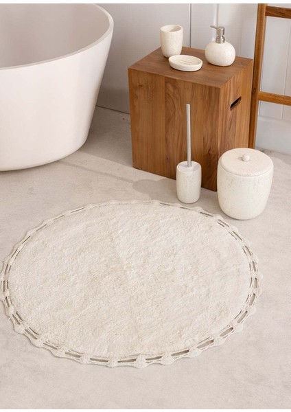 Luna Ekru Pamuklu Yuvarlak Banyo Paspası 90 x 90 cm indirimleri