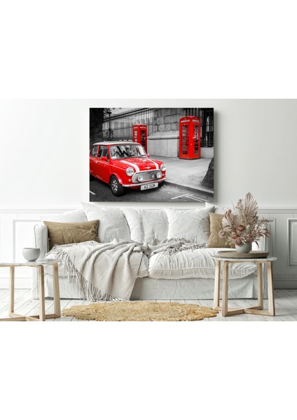 Kırmızı Mini Cooper - Ahşap Mdf Tablo