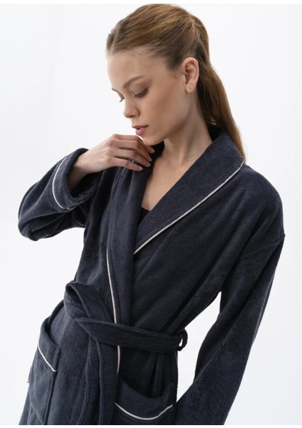 Pansy Pima Antrasit Pamuklu Unisex Bornoz modelleri