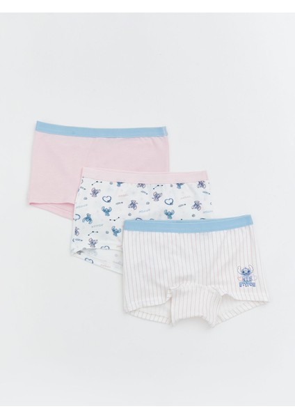 Yeni Sezon Stitch ve Angel Baskılı Kız Çocuk Boxer 3'lü