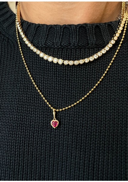 Herz 14 Ayar Altın Yakut Kadın Kolye fiyatları