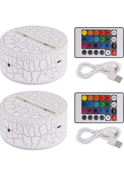 2 Paket 3D Gece LED Işık Lambası Taban + Uzaktan Kumanda + USB Kablosu, 16 Renk Işık Gösterisi Ekran Standı Akrilik Çatlak (Yurt Dışından)
