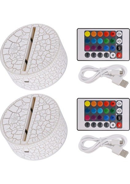 2 Paket 3D Gece LED Işık Lambası Taban + Uzaktan Kumanda + USB Kablosu, 16 Renk Işık Gösterisi Ekran Standı Akrilik Çatlak (Yurt Dışından) modelleri