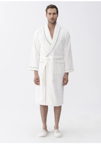 Pansy Pima Beyaz Pamuklu Unisex Bornoz