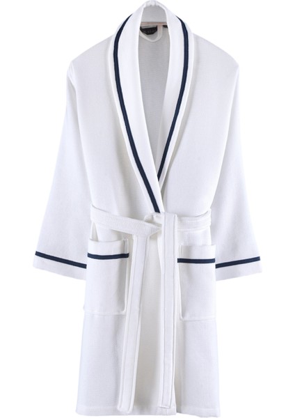 Livenza Beyaz Pamuklu Pike Unisex Bornoz