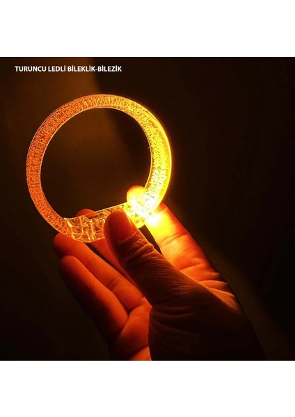 Turuncu LED Işıklı Baskı Yapılabilen Pilli Bileklik Bilezik 1,5 cm Genişlik (4887)