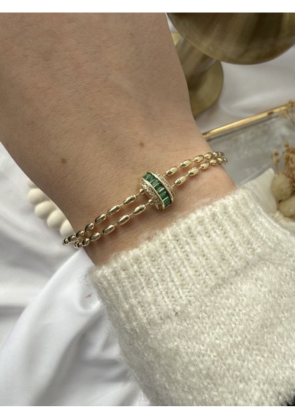 Zümrüt Detaylı Dorika Bileklik