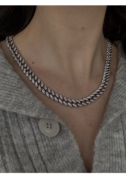 Silver Taşlı Vıp Zincir Kolye fiyatları