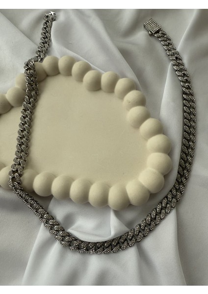 Silver Taşlı Vıp Zincir Kolye modelleri